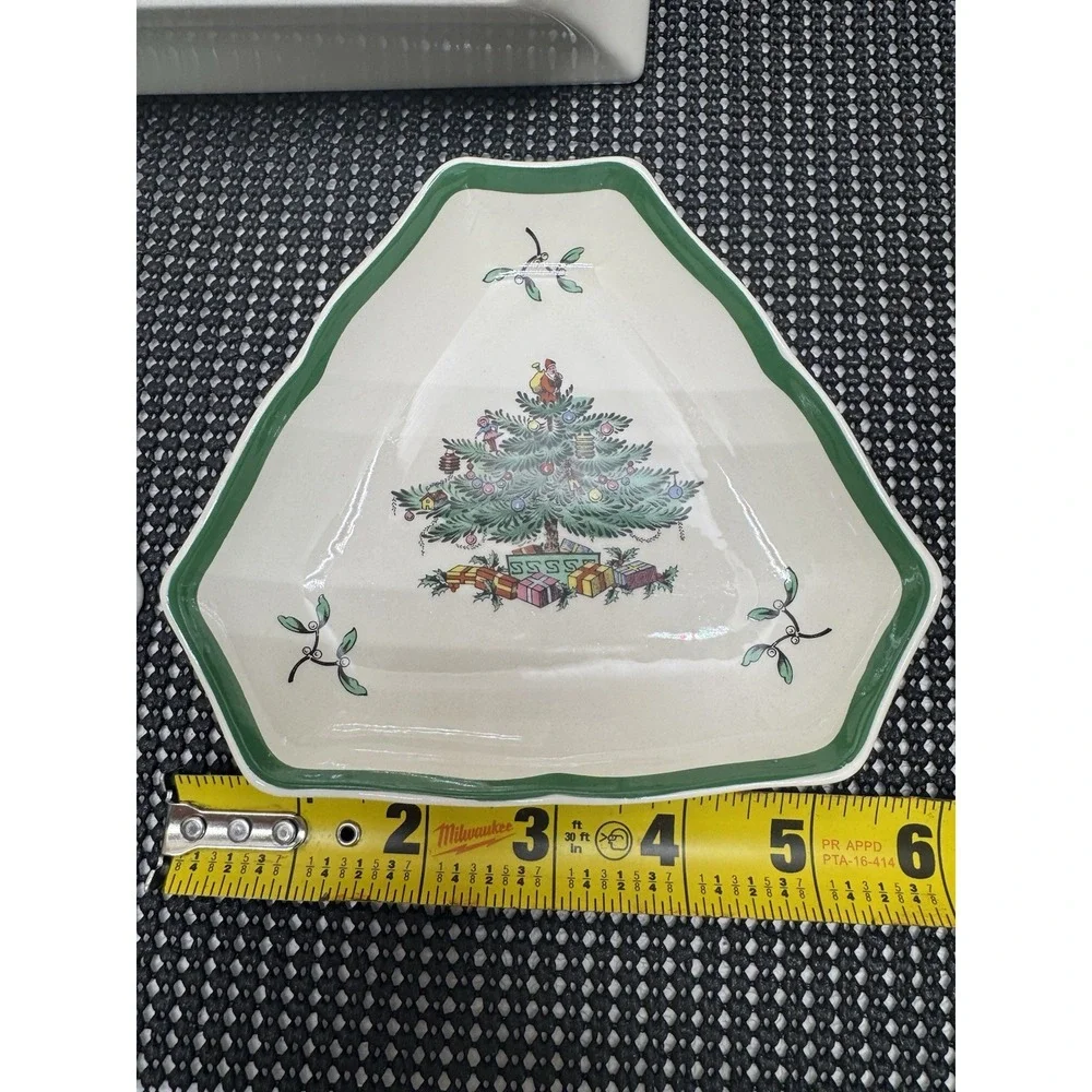 3 Pc Vintage Spode Christmas Tree Serving Set Made in England 80s-90s Rectangle